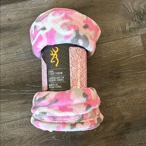 Browning Pink and Gray Coral Fleece Throw
